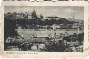 1929 Budapest I. Királyi vár, rakpart, villamos (gyűrődés / crease)