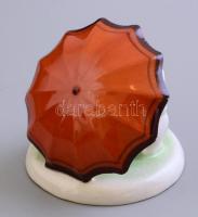 Hollóházi porcelán esernyős nyuszik. Kézzel festett, jelzett, minimális kopással, m: 5 cm