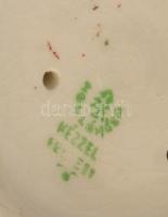 Hollóházi porcelán esernyős nyuszik. Kézzel festett, jelzett, minimális kopással, m: 5 cm