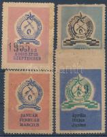 1955 MAVOSZ 4 db vadász tagsági bélyeg