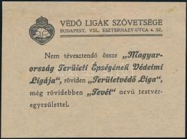 cca 1920 Védő Ligák Szövetsége irredenta röplap 15x11 cm