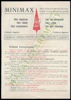 1909 Minimax kézi tűzoltó készülék képes reklám nyomtatvány 2 db. 8 p + 2 p.