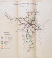 cca 1910 Budapesti üzletvezetőség vasúti vonalhálózatának átnézeti térképe. Kézzel színezett. 31x33 cm