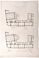 1880 A budapesti egyetemi könyvtár épületének tervrajzai (ép: Szkalniczky és Koch) 4 db nagyméretű r...