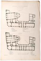 1880 A budapesti egyetemi könyvtár épületének tervrajzai (ép: Szkalniczky és Koch) 4 db nagyméretű r...