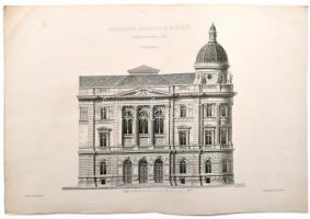 1880 A budapesti egyetemi könyvtár épületének tervrajzai (ép: Szkalniczky és Koch) 4 db nagyméretű r...