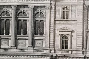 1880 A budapesti egyetemi könyvtár épületének tervrajzai (ép: Szkalniczky és Koch) 4 db nagyméretű r...