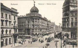 Budapest VIII. Rákóczi út, Blaha Lujza tér, villamosok, gyógyszertár, fogorvos