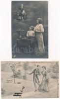 2 db RÉGI romantikus motívum képeslap / 2 pre-1945 romantic motive postcards