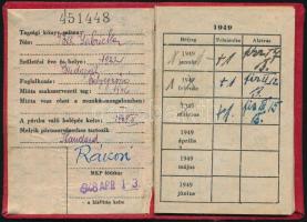 1948 Magyar Kommunista Párt tagsági könyve, Rákosi Mátyás pecsételt aláírásával