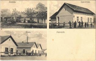1937 Kenézlő (Borsod), vasútállomás, posta, csendőrlak, vonat (EB)