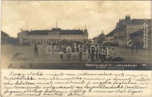 1905 Pancsova, Pancevo; Ferenc József tér, piac, Hungária nagy szálloda / square, market, shops, hotel. Horovitz Adolf és fia, photo