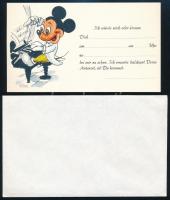 Mickey Mouse kitöltetlen német nyelvű meghívó, borítékkal, jó állapotban