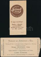 8 db számolócédula (Schmoll paszta, Stock, Kakas paszta, stb.)