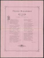 1877 Feleki Miklós (1818-1902) színész 25 éves jubileumára íródott versek