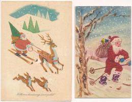 10 db MODERN motívum képeslap: síelős, téli sport / 10 modern motive postcards: winter sport, skiing