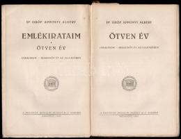 Dr. Gróf Apponyi Albert: Emlékirataim. Ötven Év. Ifjukorom - Huszonöt év az ellenzékben. Bp.,1922, P...