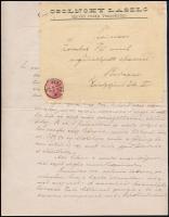 1884 Cholnoky László (1835-1901) ügyvéd, Cholnoky Jenő (1870-1950) földrajztudós édesapjának saját kézzel írt levele egy barátjának, saját fejléces papírján, másfél beírt oldal