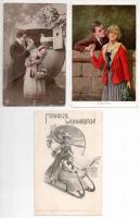 21 db RÉGI motívum képeslap: hölgyek, lithok is / 21 pre-1945 motive postcards: lady, some lithos