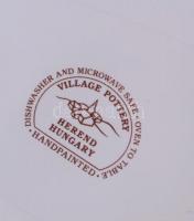 Herend Village pottery kerámia kínáló, kézzel festett, jelzett, hajszálrepedésekkel, 10,5x28 cm