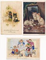 6 db RÉGI motívum képeslap: macska / 6 pre-1945 motive postcards: cats