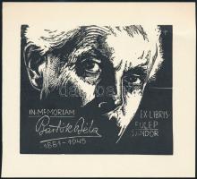 Menyhárt József (1901-1976): In memoriam Bartók Béla. Fametszet, papír, jelzett a metszeten, 9,5×11,5 cm