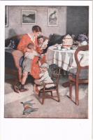 Gute Nachrichten von der Front. Kriegspostkarten von B. Wennerberg Nr. 9. / WWI German military art postcard s: B. Wennerberg