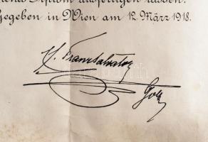 Osztrák-Magyar Monarchia / Bécs 1918. "A Vörös Kereszt Ezüst Díszérme hadidíszítménnyel" k...