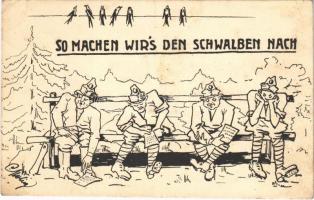 1917 So machen wirs den Schwalben nach / WWI Austro-Hungarian K.u.K. military art postcard. artist signed + Liquidierender Rechnungsführer des K.u.K. 25. Infanterie-Divisons-Kommandos (EB)