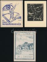 5 db vegyes ex libris, vegyes technika