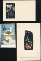 12 db vegyes ex libris, vegyes technika