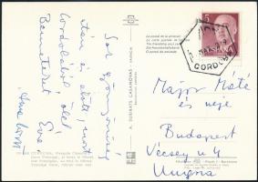 cca 1970 Anna Margit (1913-1991) festőművész és egy ismeretlen személy képeslapja Cordobából haza, Major Máté (1904-1986) Kossuth-díjas építész részére, rajta Anna Margit saját kezű aláírásával.