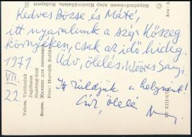 1971 Weöres Sándor (1913-1989) és Károlyi Amy (1909-2003) költő üdvözlő sorai Kőszegről, Major Máté ...
