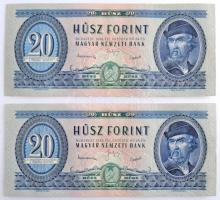 1949. 20Ft (2x) sorszámkövetők "C 450 097710", "C 450 097711", nyomdai papírránc...