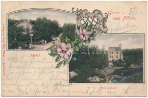 1901 Plzen, Pilsen; Zábelá, Villa Joszinka / street view, villa. Verlag v. Josef Milt. Art Nouveau, floral (r)