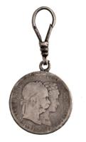 Ausztria 1879. 2G Ag "I. Ferenc József és Erzsébet királynő / Ezüstlakodalom" kulcstartóvá...