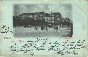 1898 Wien, Vienna, Bécs; K.k. Universität / university, horse-drawn tram (wet damage)