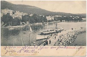 1904 Abbazia, Opatija; Hafen / port, steamship (ázott / wet damage)