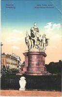 Pozsony, Pressburg, Bratislava; Mária Terézia szobor, Hotel Savoy szálloda / Maria-Theresia-Monument / monument, statue (vágott / cut)