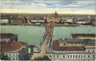 1913 Budapest I. Kilátás a Szent István templom felé, Lánchíd, Bazilika (EK)