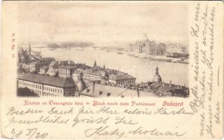 1898 Budapest I. Kilátás az Országház felé. D.K. Bp. 15. (EB)