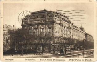 1926 Budapest V. Dunapalota, Grand Hotel Donaupalast, villamos (EK)