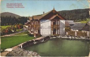 1921 Felsőzúgó-fürdő, Ruzsbachfürdő, Bad Ober Rauschenbach, Kúpele Vysné Ruzbachy; Felső sétány fürdőforrással / promenade, spa, spring source (EB)