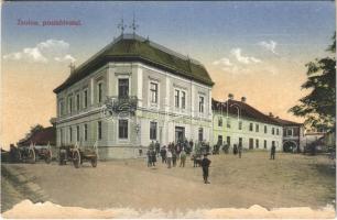 Zsolna, Zilina; Posta, Hertzka Adolf üzlete / post office, shop (ragasztónyom / glue marks)