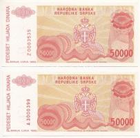 Horvátország / Krajnai Szerb Köztársaság 1993. 50.000D "Z" sorszámjel + 1993. 50.000D T:I ...