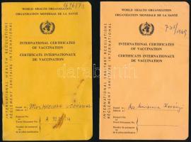 1969-1973 World Health Organization International Certificates of Vaccination igazgolványok, 2 db