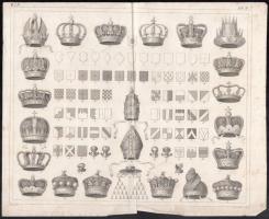 cca 1850-1860 [Johann] G[eorg] Heck (1795-1857)-Henry Winkles (1801-1860): 2 db acélmetszet, 2 db, koronák, címerek, a másikon római jelvények, szakadással, gyűrődéssel, 22x27 cm