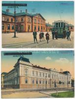 Szabadka, Subotica; vasútállomás, villamos, törvényszék / railway station, court, tram - 2 db régi képeslap / 2 pre-1945 postcards + "1941 visszatért" So. Stpl