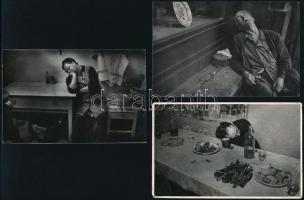 cca 1958 és 1976 között készült 3 db pecséttel jelzett, vintage fotó Tiszavölgyi József (1909-?) budapesti fotóriporter hagyatékából (Álom, álom - édes álom), 8,5x13,5 cm