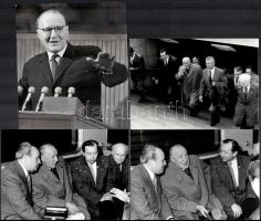 1966 és 1981 Budapest, Kádár János a metróban és a kongresszuson, 4 db vintage fotó, 14,2x12,6 cm és 10,5x15 cm